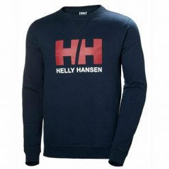 Bluza dresowa męska Helly Hansen Logo Crew. Niebieskie bluzy bez kaptura męskie Helly Hansen, m, z dresówki. W wyprzedaży za 160.10 zł.