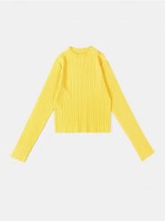 Prążkowany golf - żółty. Żółte golfy damskie Sinsay, l, bez wzorów, prążkowane, bez ramiączek. Za 39.99 zł.