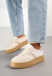 Ciemnobeżowe Sneakersy Kultowe Tenisówki na Grubej Podeszwie Gonelis. Brązowe trampki i tenisówki damskie Renee, bez wzorów, z jeansu. Za 89.99 zł.