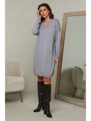 Joséfine Sukienka "Ibrany" w kolorze szarym rozmiar: XL. Szare sukienki damskie Joséfine, xl, bez wzorów, z kaszmiru, bez kołnierzyka, bez ramiączek, mini. Za 152.99 zł.