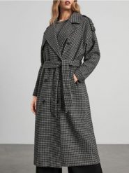 Płaszcz w kratę - wielobarwny. Płaszcze damskie Sinsay, l, bez wzorów, z wełny, eleganckie. Za 159.99 zł.