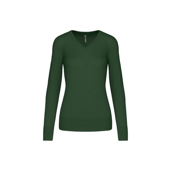 Damski sweter v-neck Kariban. Zielone swetry klasyczne damskie KARIBAN, na zimę, bez kołnierzyka. Za 185.00 zł.