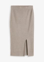 Spódnica dzianinowa z lejącej mieszanki wiskozy. Szare spódniczki damskie bonprix, bez wzorów, z dzianiny, eleganckie. Za 114.99 zł.