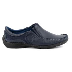 KOMODO Buty męskie mokasyny wsuwane skórzane 627K granatowe niebieskie. Niebieskie mokasyny męskie z gumy. Za 362.62 zł.