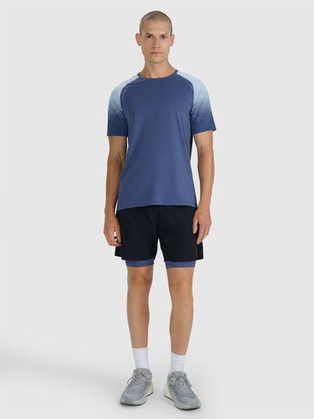 4F Spodenki 2w1 do biegania w terenie szybkoschnące męskie - czarne L. Czarne szorty męskie 4f, bez wzorów, z elastanu, sportowe. W wyprzedaży za 199.99 zł.