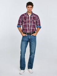 BIG STAR Koszula "Retinezi" - Regular fit - w kolorze czerwono-granatowym rozmiar: XL. Czerwone koszule męskie Big Star, xl, bez wzorów, z bawełny, bez kołnierzyka, bez ramiączek. Za 162.87 zł.