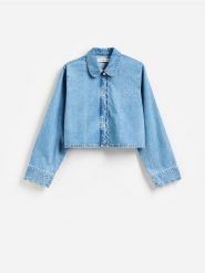 Jeansowa kurtka - niebieski. Niebieskie kurtki damskie Reserved, l, bez wzorów, z denimu, bez kaptura. Za 139.99 zł.
