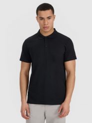 4F Koszulka polo regular męska - czarna XXL. Czarne koszulki polo męskie 4f, m, bez wzorów, z bawełny, bez ramiączek. Za 99.99 zł.