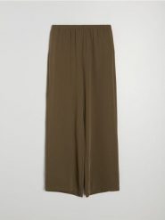 Spodnie palazzo - brązowy. Brązowe spodnie materiałowe damskie Sinsay, bez wzorów. Za 49.99 zł.