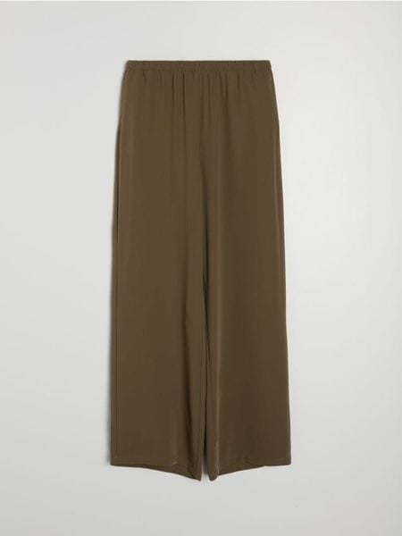 Spodnie palazzo - brązowy. Brązowe spodnie materiałowe damskie Sinsay, bez wzorów. Za 49.99 zł.