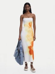 Desigual Sukienka letnia Amberes 25SWVK49 Écru Slim Fit. Sukienki damskie Desigual, na lato, s, bez wzorów, z syntetyku, bez kołnierzyka, bez ramiączek. Za 389.99 zł.