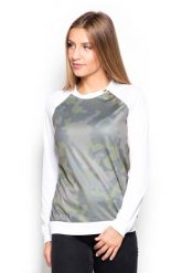 Bluza z Wzorzystym Przodem w Moro. Białe bluzy bez kaptura damskie Katrus, l, z materiału. Za 189.00 zł.