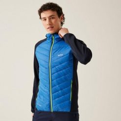 Kurtka turystyczna hybrydowa męska Andreson VIII. Niebieskie kurtki męskie Regatta, m, bez wzorów, sportowe, bez kaptura. W wyprzedaży za 231.10 zł.