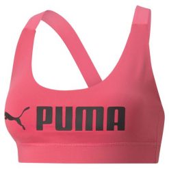 Stanik Sportowy Puma. Czerwone biustonosze sportowe damskie Puma, bez wzorów, z materiału. Za 174.40 zł.
