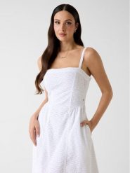 Guess Sukienka codzienna 182253 Biały Classic Fit. Białe sukienki damskie Guess, na co dzień, l, z aplikacjami, bez kołnierzyka, bez ramiączek, proste. Za 694.99 zł.