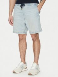 Guess Jeans Szorty jeansowe M5GD35 D5M51 Błękitny Regular Fit. Niebieskie szorty męskie Guess Jeans, z bawełny, bez kołnierzyka. Za 179.99 zł.