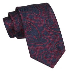 Klasyczny Męski Krawat - ALTIES - Ciemna Czerwień, Paisley. Czerwone krawaty i muchy męskie Alties, bez wzorów, z tkaniny, eleganckie. Za 49.00 zł.