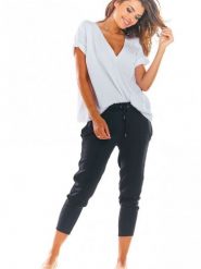 Spodnie Damskie Model A306 Black - awama. Czarne spodnie materiałowe damskie Awama, bez wzorów, z elastanu, eleganckie, plus size. Za 254.00 zł.