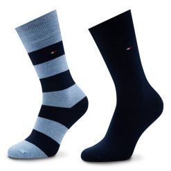 Skarpety długie Tommy Hilfiger. Niebieskie skarpetki męskie Tommy Hilfiger, bez wzorów. Za 54.99 zł.