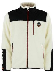 Peak Mountain Kurtka polarowa "Cafron" w kolorze beżowym rozmiar: L. Brązowe kurtki męskie Peak Mountain, l, bez wzorów, z polaru, bez kaptura. Za 204.96 zł.