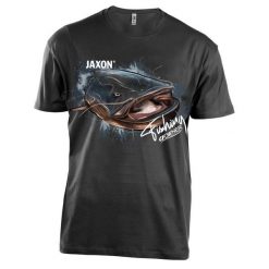 Koszulka wędkarska Jaxon Nature Sum Catfish. Czarne bluzki damskie Jaxon, xl, bez wzorów, sportowe, bez kołnierzyka, bez ramiączek. Za 69.99 zł.