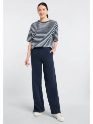 ELBSAND Koszulka "Kia" w kolorze granatowo-białym rozmiar: XS. Białe bluzki damskie ELBSAND, xs, bez wzorów, z bawełny, bez kołnierzyka, bez ramiączek. Za 82.99 zł.