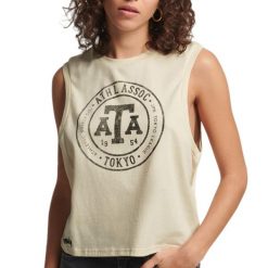 Koszulka sportowa damska Superdry Vintage Collegiate Tank. Białe bluzki sportowe damskie Superdry., s, bez wzorów, z bawełny, bez ramiączek. Za 92.00 zł.
