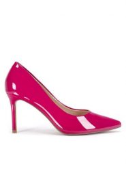 Jenny Fairy Szpilki WFA3006-1 Różowy. Czerwone szpilki Jenny Fairy, bez wzorów, ze skóry, bez obcasa. Za 89.99 zł.