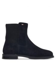 Tommy Hilfiger Sztyblety Enamel Flag Suede Ankle Chelsea FW0FW09575 Granatowy. Niebieskie botki damskie Tommy Hilfiger, ze skóry, bez obcasa, na płaskiej podeszwie, bez zapięcia. Za 649.99 zł.