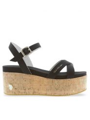 U.S. Polo Assn. Sandały Loren LOREN002 Czarny. Czarne sandały damskie U.S. Polo Assn., bez wzorów, ze skóry, bez obcasa, na koturnie. Za 419.99 zł.