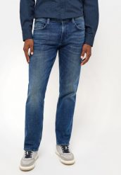 MĘSKIE SPODNIE JEANSOWE MUSTANG DENVER STRAIGHT DENIM BLUE 1014607 5000 903. Niebieskie spodnie materiałowe męskie Mustang, bez wzorów, z denimu. Za 249.99 zł.
