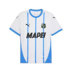 Męska koszulka wyjazdowa US Sassuolo Calcio 24/25 PUMA White Ignite Blue. Białe t-shirty sportowe męskie Puma, l, bez ramiączek, do piłki nożnej. W wyprzedaży za 359.00 zł.