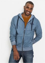 Bluza rozpinana z kapturem i efektem wytarcia. Niebieskie bluzy z kapturem męskie bonprix, l. Za 159.99 zł.