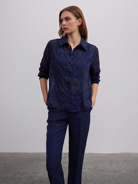 BGN Bluzka w kolorze granatowym rozmiar: 38. Niebieskie bluzki damskie BGN, bez wzorów, z bawełny, bez kołnierzyka, bez ramiączek. Za 83.03 zł.