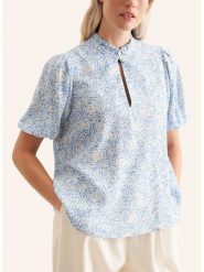 Seidensticker Bluzka w kolorze błękitno-białym rozmiar: 36. Niebieskie bluzki damskie Seidensticker, bez wzorów, z wiskozy, bez kołnierzyka, bez ramiączek. Za 160.96 zł.
