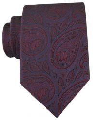 Bordowy Krawat w Duży Wzór Paisley - Chattier. Czerwone krawaty i muchy męskie Chattier, bez wzorów, z tkaniny, eleganckie. Za 55.00 zł.