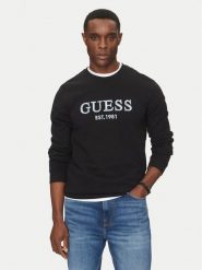 Guess Bluza M5GQ08 KCN01 Czarny Regular Fit. Czarne bluzy bez kaptura męskie Guess, m, z bawełny. Za 189.99 zł.