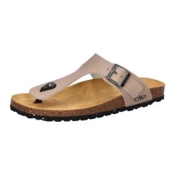 Klapki damskie Eco Mymosa. Brązowe klapki damskie CMP, bez wzorów, z materiału, bez obcasa. Za 199.99 zł.