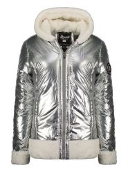 Geographical Norway Kurtka zimowa "Babylouno" w kolorze srebrnym rozmiar: M. Szare kurtki damskie Geographical Norway, na zimę, m, z aplikacjami, z puchu, bez kaptura. Za 258.52 zł.