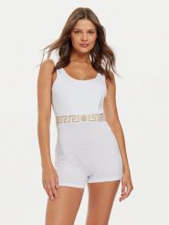 Versace Kombinezon 1015857 1A10011 Biały Slim Fit. Białe kombinezony damskie Versace, bez wzorów, z bawełny, bez kołnierzyka, bez ramiączek. Za 729.99 zł.