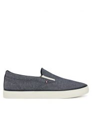 Tommy Hilfiger Tenisówki Th Hi Vulc Low Slip On Ch FM0FM05390 Niebieski. Niebieskie trampki i tenisówki męskie Tommy Hilfiger, bez wzorów, z materiału, bez zapięcia. Za 199.99 zł.