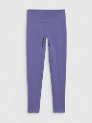 4F Legginsy treningowe bezszwowe damskie - granatowe M/L. Niebieskie legginsy damskie 4f, l, bez wzorów, z dzianiny. W wyprzedaży za 79.99 zł.