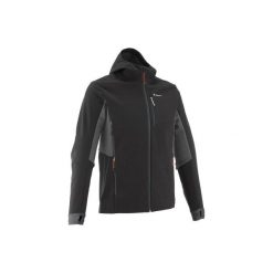 Kurtka Softshell trekkingowa Trek 500 WindWarm męska. Czarne kurtki męskie QUECHUA, m, bez wzorów, z elastanu, bez kaptura. Za 199.99 zł.