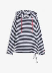 Bluza z materiału interlock z bawełny organicznej. Szare bluzy z kapturem damskie bonprix, z bawełny. Za 129.99 zł.