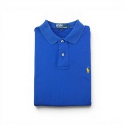 Polo Ralph Lauren koszulka męska z krótkim rękawem. Niebieskie koszulki polo męskie Ralph Lauren, l, bez wzorów, z materiału, bez ramiączek. Za 127.76 zł.