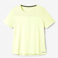 Koszulka do biegania damska Kalenji Dry+ Breath. Żółte t-shirty damskie KALENJI, xl, bez wzorów, z elastanu, bez kołnierzyka. W wyprzedaży za 49.99 zł.