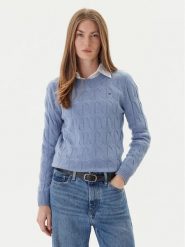 Tommy Hilfiger Sweter WW0WW43586 Błękitny Regular Fit. Niebieskie swetry klasyczne damskie Tommy Hilfiger, xl, z wełny, bez kołnierzyka. Za 649.99 zł.