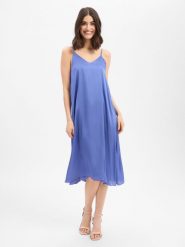 American vintage Damska satynowa sukienka - Bovalow Kobiety wiskoza (100%) niebieski, L. Niebieskie sukienki damskie American vintage, na co dzień, l, bez wzorów, z satyny, vintage, bez kołnierzyka, bez ramiączek. Za 679.95 zł.
