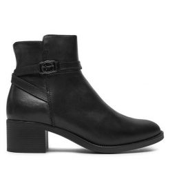 Botki Tamaris. Brązowe botki damskie Tamaris, bez obcasa, na słupku, bez zapięcia. Za 549.99 zł.