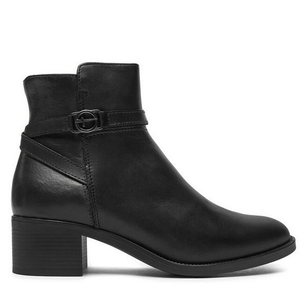 Botki Tamaris. Brązowe botki damskie Tamaris, bez obcasa, na słupku, bez zapięcia. Za 549.99 zł.